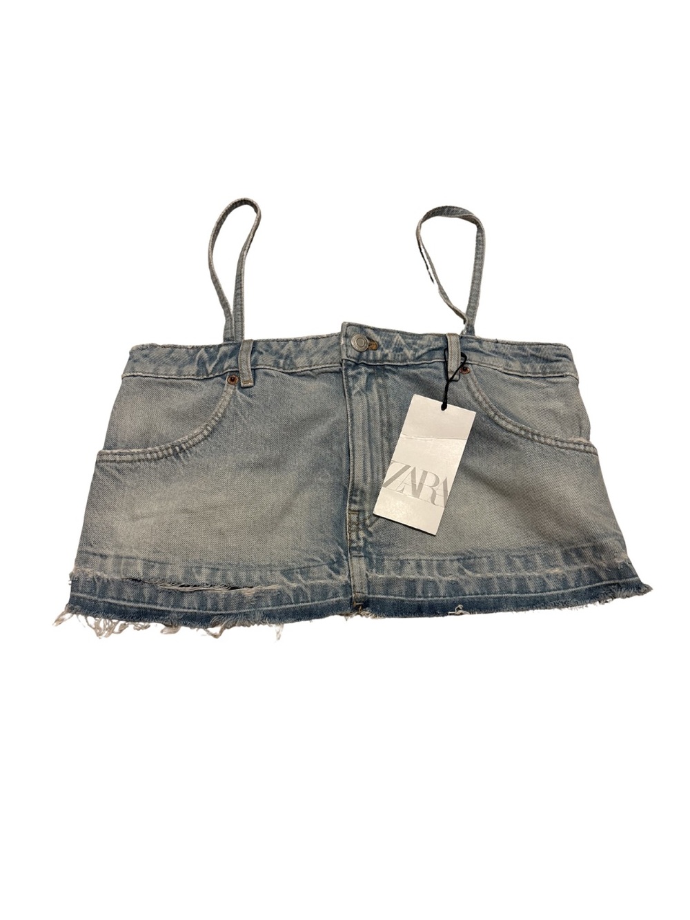 Zara TRF Skirt-Effect Denim Crop Top